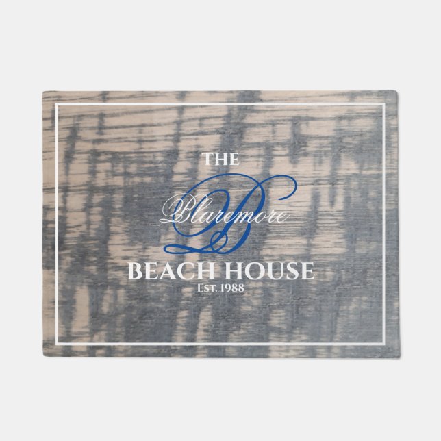 Rustikaler Holzeffekt des Beach House White Name B Fußmatte (Vorderseite)