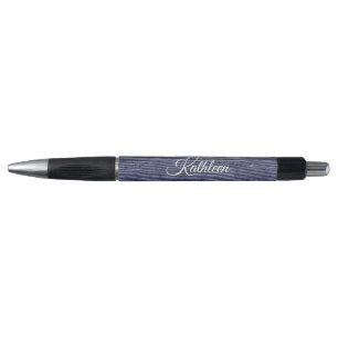 Rustikaler hölzerner blauer mit Monogramm Name Kugelschreiber