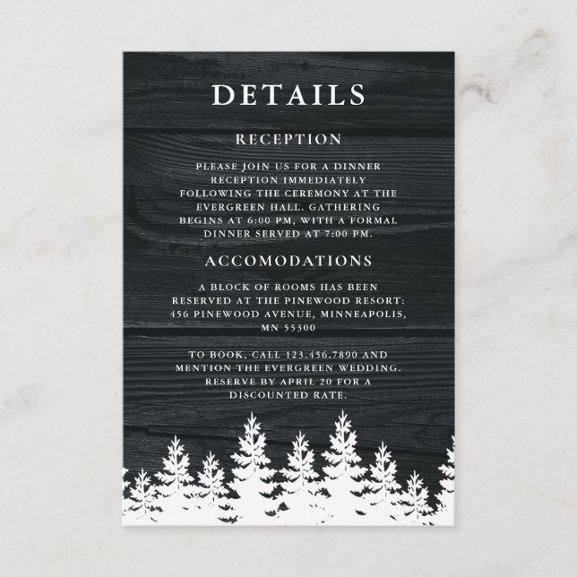 Rustikaler Holzfall Herbst Winter Hochzeit QR Code Begleitkarte (Vorderseite)