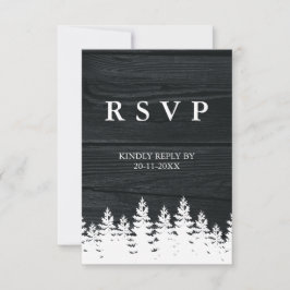Rustikaler Holzfall Herbst Winter Hochzeit QR Code RSVP Karte
