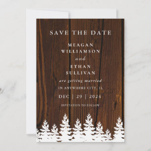 Rustikaler Holzfall Herbst Winter Hochzeit QR Code Save The Date