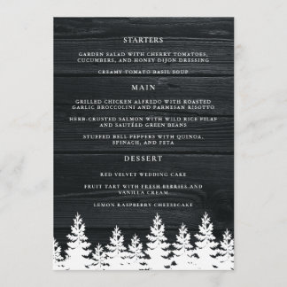 Rustikaler Holzfall Herbst Winter Hochzeitstisch Menükarte