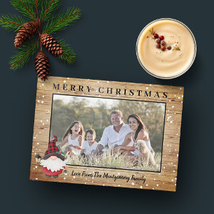 Rustikaler Holzfäller-Gnom Weihnachtsfoto Feiertagskarte