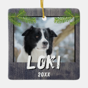 Rustikaler Holzhund Foto Weihnachtsgebäck Keramikornament
