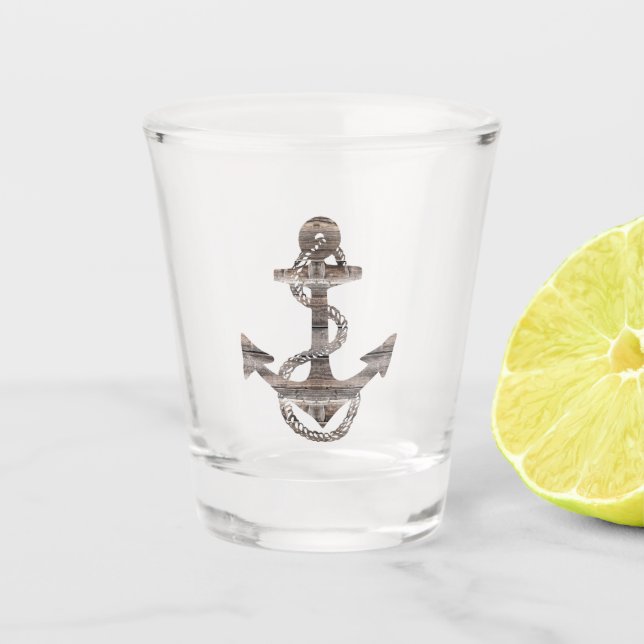 rustikaler Holzklotz + ROPE | Schießglas Schnapsglas (Vorderseite)
