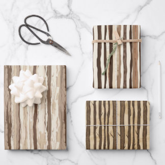 Rustikaler Holzkörner Geschenkpapier Set