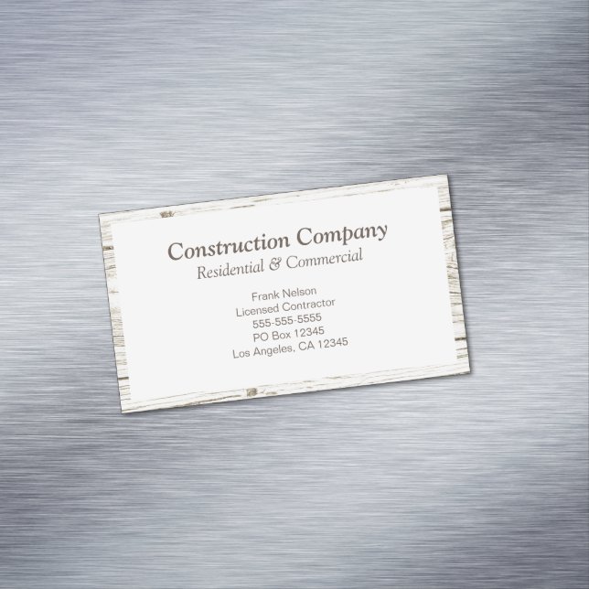 Rustikaler Holzrahmen weiß Minimalistisch Magnetische Visitenkarte (Beispiel)