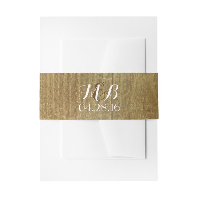 Rustikaler Holzstall Hochzeitsbänder Einladungsbanderole (Vorderseite Beispiel)