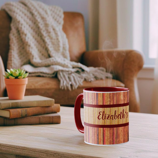 Rustikaler Holzstreifen-Becher Tasse (Von Creator hochgeladen)