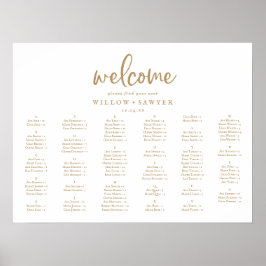 Rustikaler, horizontaler alphabetischer Sitzplan Poster