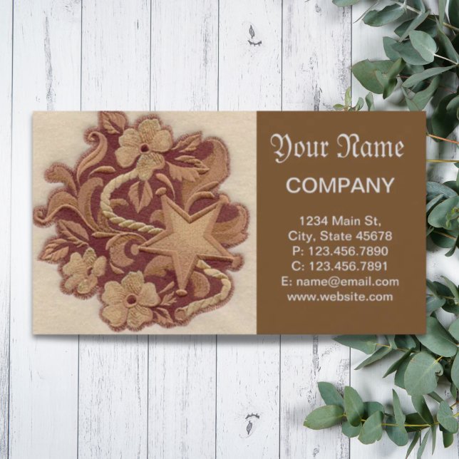 Rustikaler Hufeisen Cowboy Western Visitenkarte (rustic horseshoe cowboy western country floral business card)