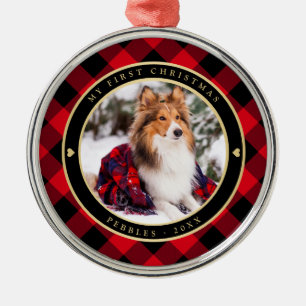 Rustikaler Hund Erste Weihnachtszeit Red Buffalo K Ornament Aus Metall