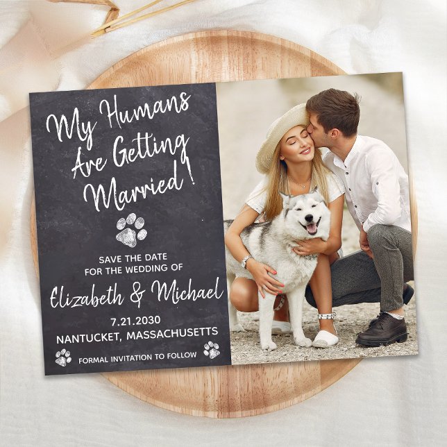 Rustikaler Hund Hochzeit Save the Date Ankündigungspostkarte (Von Creator hochgeladen)