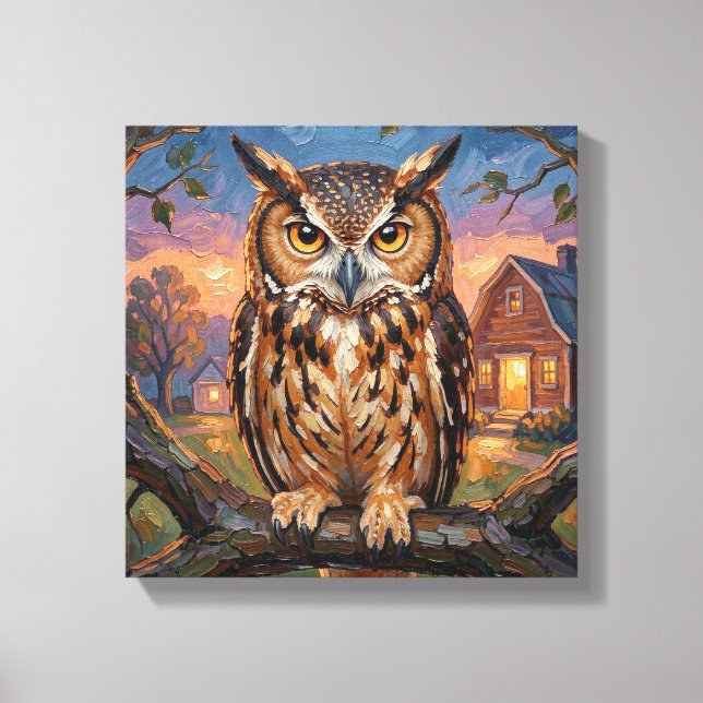 Rustikaler Impasto-Uhu  Leinwanddruck (Vorderseite)