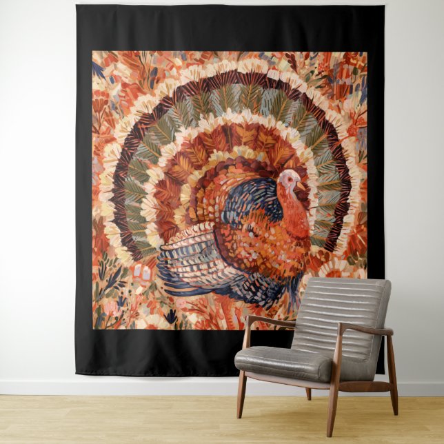 Rustikaler impressionistischer Herbsttruthahn Wandteppich (Beispiel)