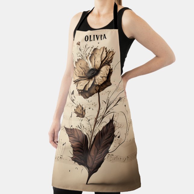 Rustikaler Individuelle Name Floral Champagne Musi Schürze (InSitu)