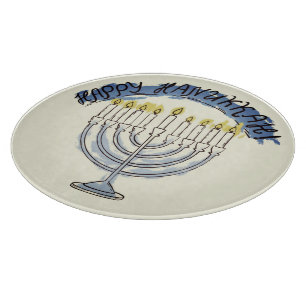 Rustikaler jüdischer Hiliday bemalt Hanukkah Menor Schneidebrett