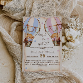 Rustikaler Junge oder Mädchen rosa blaue Bärengesc Einladung