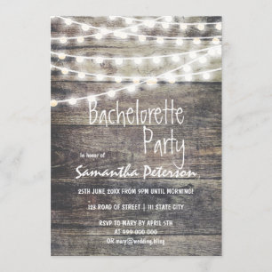 Rustikaler Junggeselinnen-Abschied aus Holz und Sa Einladung