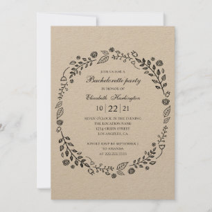 Rustikaler Junggeselinnen-Abschied. Botanisches La Einladung