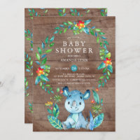 Rustikaler Jungle Blue Rhinoceros Kinderdusche