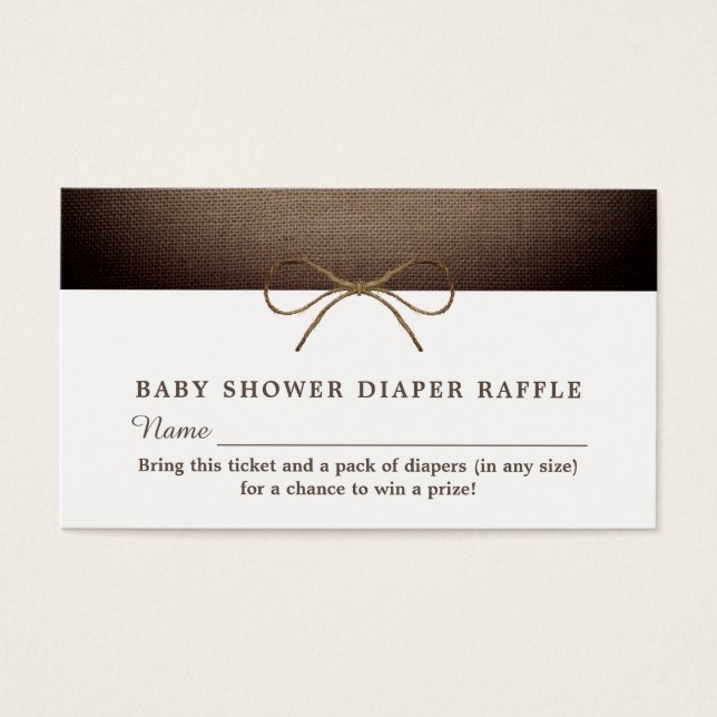 Rustikaler Jutebogen, Windel-Raffle-Ticket (Vorderseite)