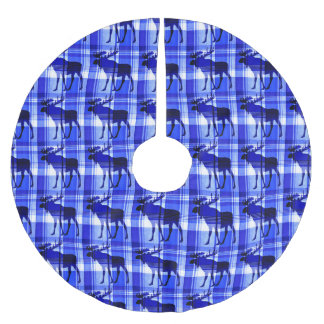 Rustikaler karierter Elchbaumrock Polyester Weihnachtsbaumdecke