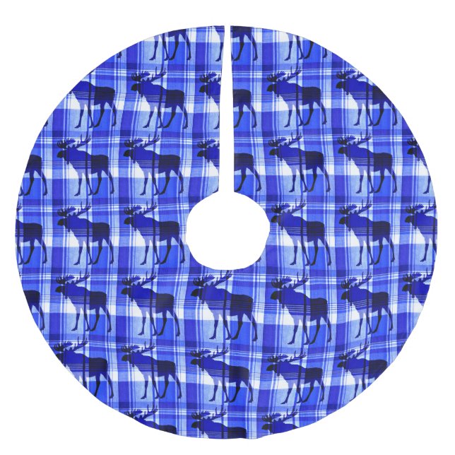 Rustikaler karierter Elchbaumrock Polyester Weihnachtsbaumdecke (Vorderseite)