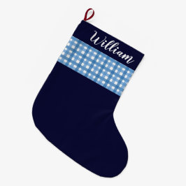 Rustikaler Karierter Individuelle Name Großer Weihnachtsstrumpf