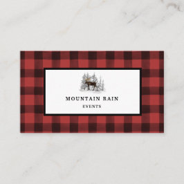 Rustikaler Karierter Karo Rotes Schwarzes Elch 2 Visitenkarte