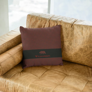 Rustikaler Karierter Monogramm-Bär   Buffalo Red B Kissen