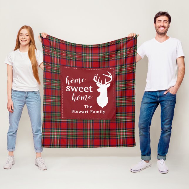 Rustikaler Karierter Red Karo Stewart Tartan Fleecedecke (Beispiel)