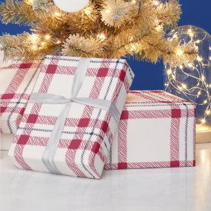 Rustikaler karierter weiß navyrot handgezeichnet s geschenkpapier