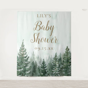 Rustikaler Kiefernwald-Baby-Shower-Foto-Requisit Wandteppich