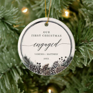 Rustikaler Kiefernwald Erster Weihnachtsfest Verlo Keramik Ornament