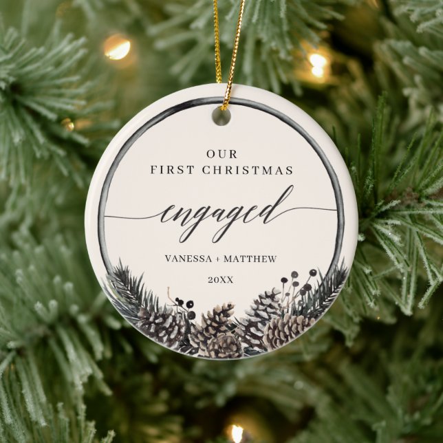 Rustikaler Kiefernwald Erster Weihnachtsfest Verlo Keramik Ornament (Baum)