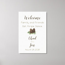 Rustikaler Kiefernzapfen Hochzeitssymbol Leinwanddruck