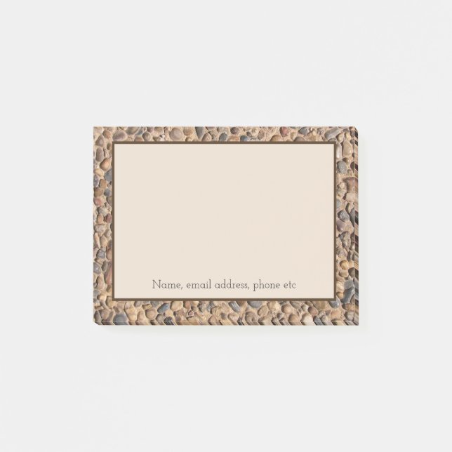 Rustikaler Kiesel entsteint Foto mit Post-it Klebezettel (Vorderseite)