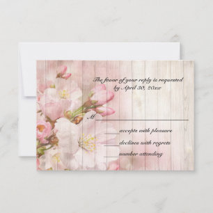 Rustikaler Kirschblossom   Hochzeit RSVP Karte