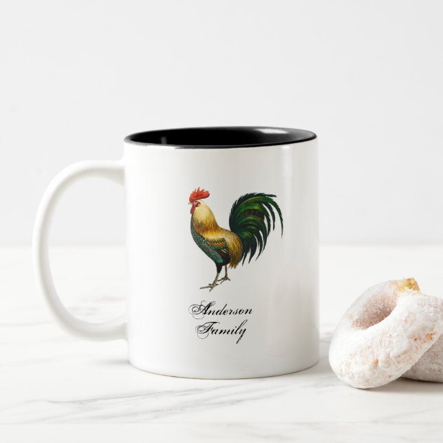 Rustikaler Klassiker Familienname personalisiert Zweifarbige Tasse (Mit Donut)