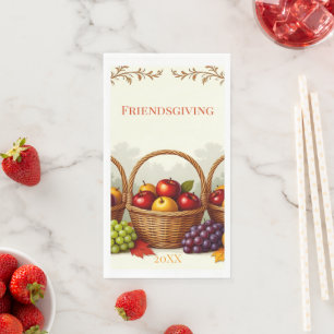 Rustikaler Korb von Äpfeln Friendsgiving Paper Nap Serviette