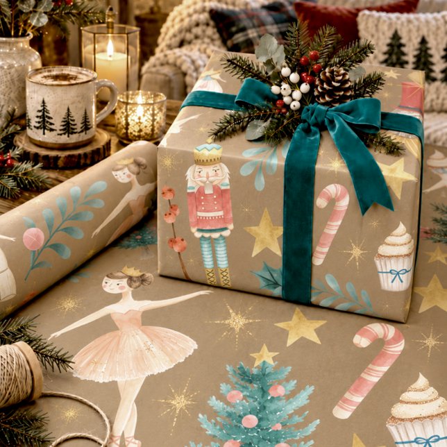 Rustikaler Kraft-Nussknacker-Weihnachten groß Geschenkpapier (Von Creator hochgeladen)
