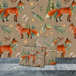 Rustikaler Kraft Red Fox in einem Weihnachtswald Geschenkpapier Set<br><div class="desc">Packpapier von Holiday Kraft mit wasserfarbigen roten Füchsen in einem Urlaubsherd in einem wiederholt gezeichneten Muster.</div>