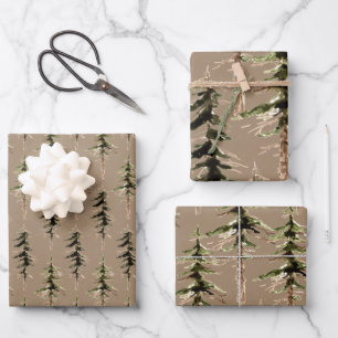 Rustikaler Kraft-Wald 2 Geschenkpapier Set