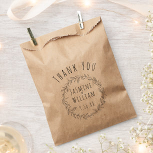 Rustikaler Kranz Kraftpapier Danke Personalisiert Geschenktütchen