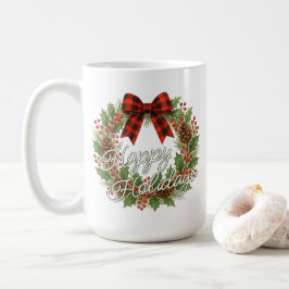 Rustikaler Kranz Rot-Schwarz Kariert Schleife Urla Kaffeetasse