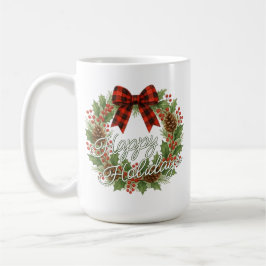 Rustikaler Kranz Rot-Schwarz Kariert Schleife Urla Kaffeetasse