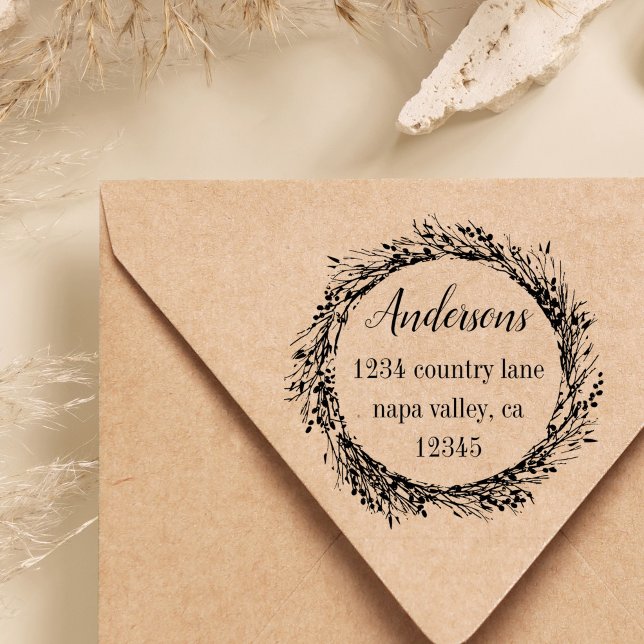 Rustikaler Kranz | Rücksendeadresse von Familienna Permastempel (Von Creator hochgeladen)