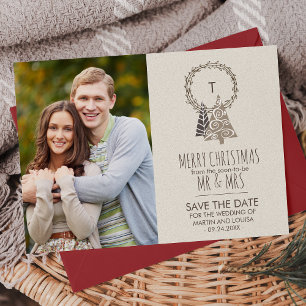 Rustikaler Kranz Save the Date Weihnachtsfest Foto