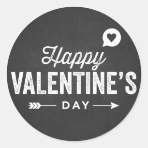 RUSTIKALER KREIDETAFEL GLÜCKLICHER VALENTINSTAG AU RUNDER AUFKLEBER
